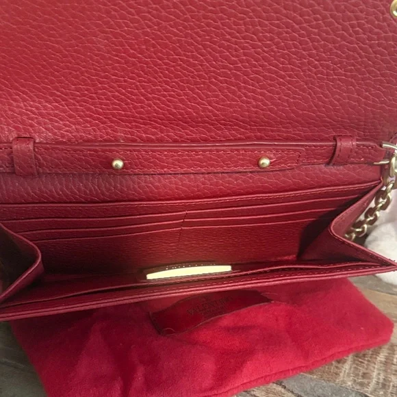 Valentino Crimson Leather Crossbody Bag - Picture 2 of 3